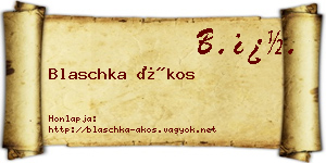 Blaschka Ákos névjegykártya